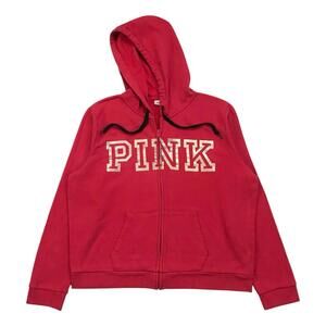 Victorias Secret PINK Hoodie XL Womens Bling Logo Sweatshirt Pullover Full Zip